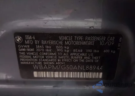 2010 BMW 335I from USA, damaged, VIN WBAPM7G50ANL88944